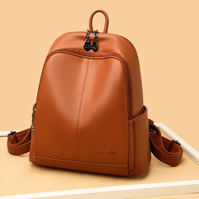 New Korean Soft pu Leather Lar - огляд і ціна Leather Backpack Vintage